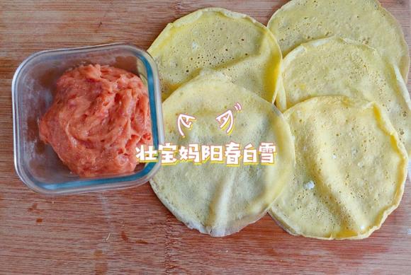 宝宝辅食早餐零食点心：蛋皮肉卷，肉蛋卷，鸡蛋肉卷