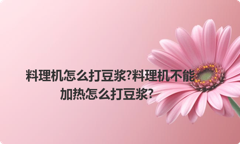 料理机怎么打豆浆?料理机不能加热怎么打豆浆?