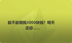 能不能借我3000块钱？明天还你……