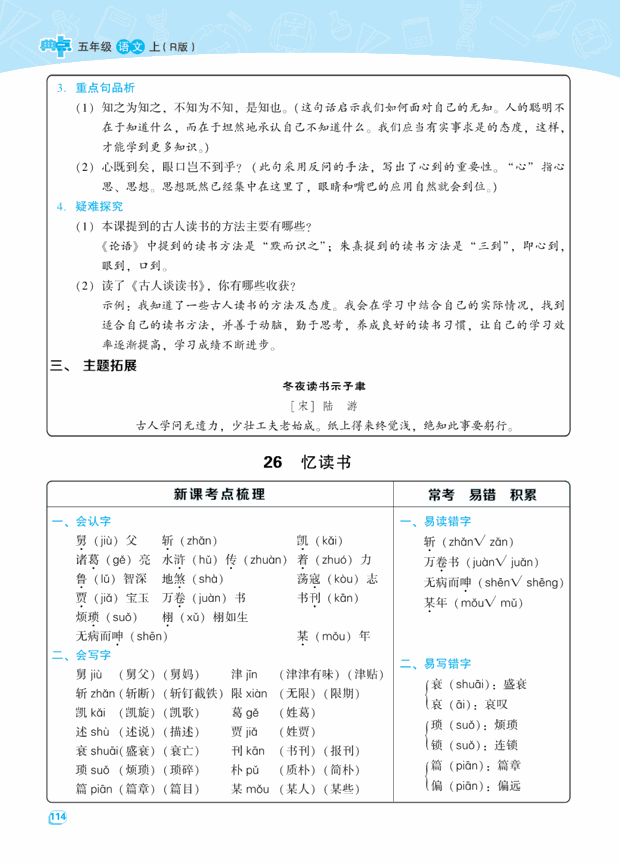 部编版语文五年级上册第八单元知识点整理汇总