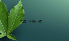 小学必懂的经典成语故事及应用：不郎不秀