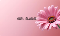 小学必懂的经典成语故事及应用：白龙微服