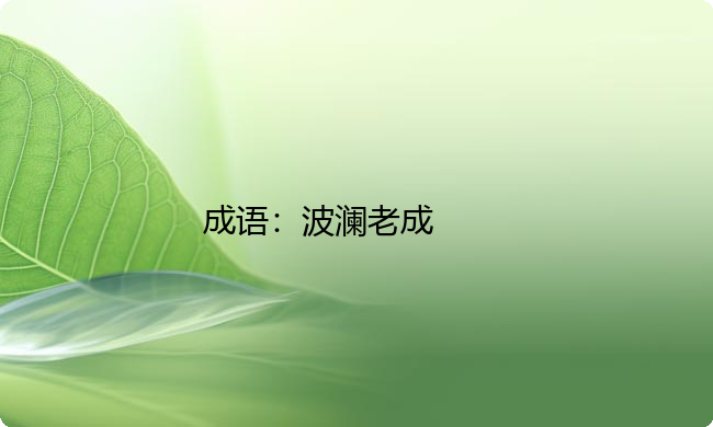 小学必懂的经典成语故事及应用:波澜老成 小学必懂的经典成语故事及应用:波澜老成