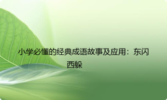 小学必懂的经典成语故事及应用：东闪西躲