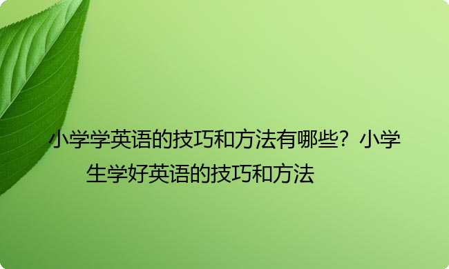 小学学英语的技巧和方法有哪些？小学生学好英语的技巧和方法
