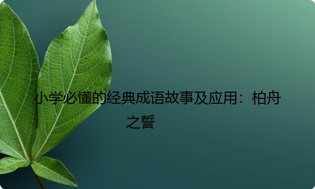 小学必懂的经典成语故事及应用：柏舟之誓
