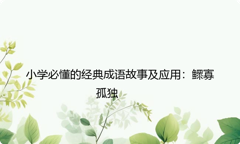 小学必懂的经典成语故事及应用：鳏寡孤独