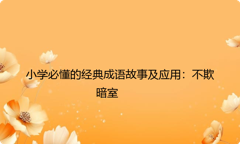 小学必懂的经典成语故事及应用：不欺暗室
