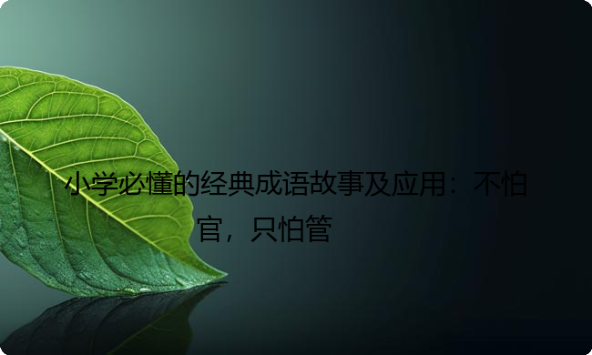小学必懂的经典成语故事及应用:不怕官,只怕管 小学必懂的经典成语故事及应用:不怕官,只怕管