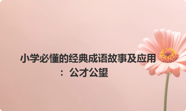 小学必懂的经典成语故事及应用：公才公望