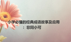 小学必懂的经典成语故事及应用：非同小可
