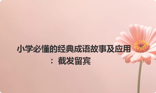 小学必懂的经典成语故事及应用:截发留宾 小学必懂的经典成语故事及应用:截发留宾