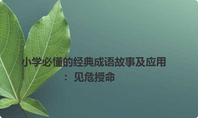 小学必懂的经典成语故事及应用：见危授命