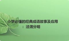 小学必懂的经典成语故事及应用：泾渭分明