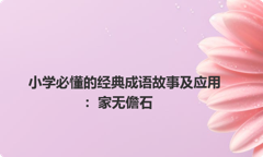小学必懂的经典成语故事及应用：家无儋石