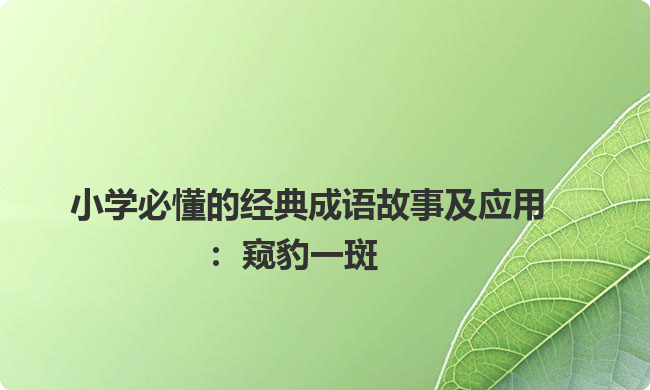 小学必懂的经典成语故事及应用：窥豹一斑