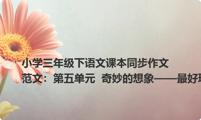 小学三年级下语文课本同步作文范文：第五单元  奇妙的想象——最好玩的国王