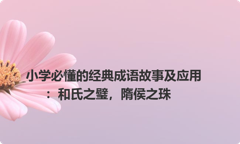 小学必懂的经典成语故事及应用：和氏之璧，隋侯之珠