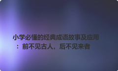小学必懂的经典成语故事及应用：前不见古人，后不见来者