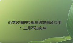 小学必懂的经典成语故事及应用：三月不知肉味