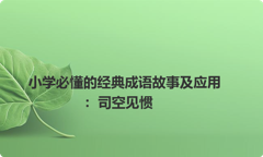 小学必懂的经典成语故事及应用：司空见惯
