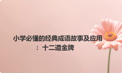 小学必懂的经典成语故事及应用：十二道金牌