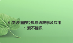 小学必懂的经典成语故事及应用：素不相识