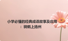 小学必懂的经典成语故事及应用：骑鹤上扬州