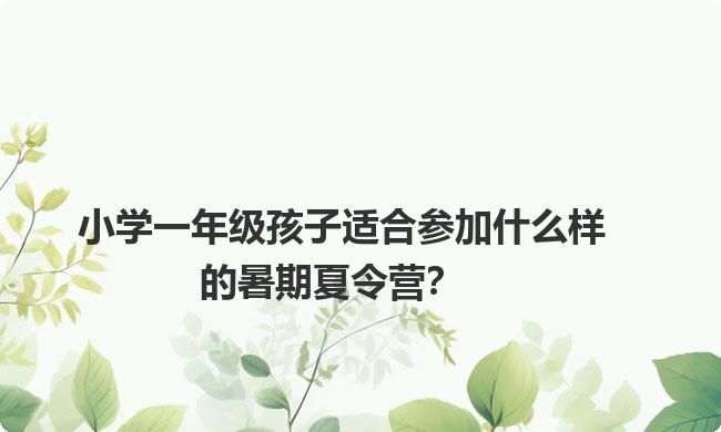 小学一年级孩子适合参加什么样的暑期夏令营？