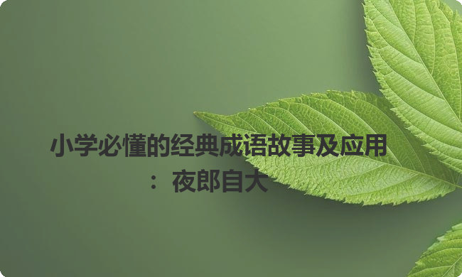 小学必懂的经典成语故事及应用：夜郎自大