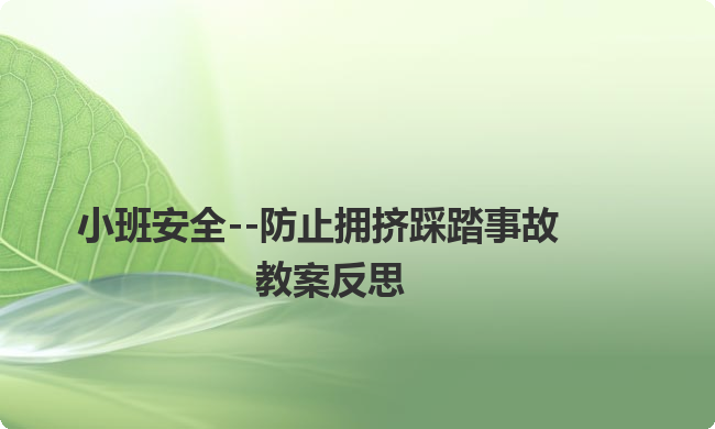 小班安全--防止拥挤踩踏事故 教案反思
