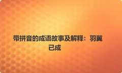 带拼音的成语故事及解释：羽翼已成