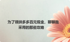 为了领拼多多百元现金，聊聊我采用的那些攻略