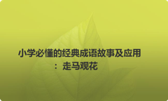 小学必懂的经典成语故事及应用：走马观花